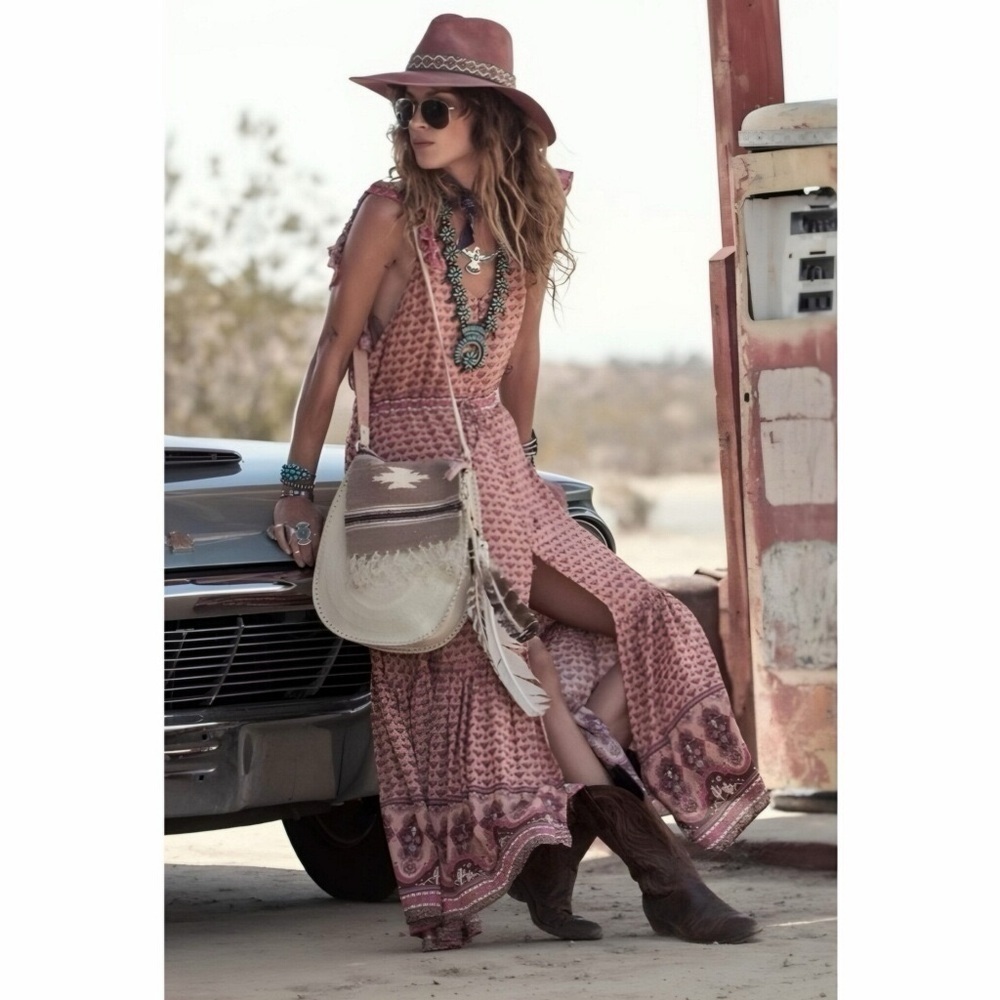 Spell & the Gypsy Collective Sunset Road Maxi Frill Dress Vintage XS